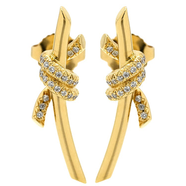 ティファニー Tiffany & Co ダイヤモンドピアス イエローゴールド K18YG ダイヤモンド ピアス T&Co. Au750 18K 18金 リボン 結び目デザイン