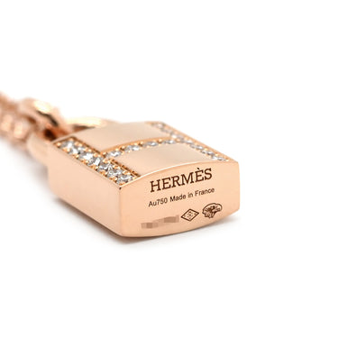 エルメス HERMES アミュレット ケリー カデナ H121332B ピンクゴールド K18PG ダイヤモンド ネックレス ローズゴールド RG 南京錠モチーフ H ダイヤ