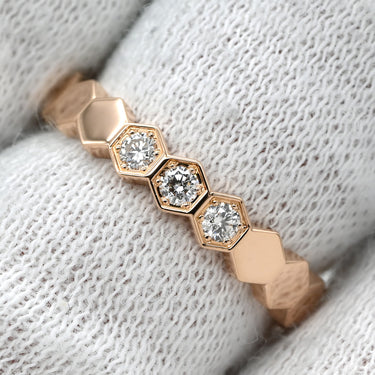 ショーメ CHAUMET ビー ドゥ ショーメ ハニカム 083361-049 ピンクゴールド K18PG ダイヤモンド #49 リング 指輪 Bee My Love 3P 3石 3粒 ダイヤ 9号