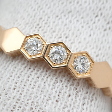 ショーメ CHAUMET ビー ドゥ ショーメ ダイヤ3P 083361-056 ピンクゴールド K18PG ダイヤモンド #56 リング 指輪 ビーマイラブ ハニカム ヘキサゴン 15.5号
