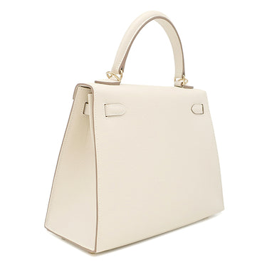 エルメス HERMES ケリー25 外縫い クレ ヴォーエプソン 2WAYバッグ シャンパンゴールド金具 新品 未使用 オフホワイト 2025年製