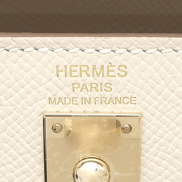 エルメス HERMES ケリー25 外縫い クレ ヴォーエプソン 2WAYバッグ シャンパンゴールド金具 新品 未使用 オフホワイト 2025年製