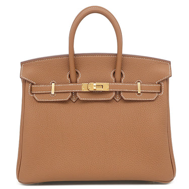 エルメス HERMES バーキン25 ゴールド トゴ ハンドバッグ ゴールド金具 新品 未使用 茶 2025年製