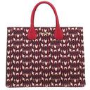 ミュウミュウ MIU MIU 2WAY トート 5BG156 レッド キャンバス レザー ジャガード 2WAYバッグ ゴールド金具 赤 黒 総柄
