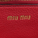 ミュウミュウ MIU MIU 2WAY トート 5BG156 レッド キャンバス レザー ジャガード 2WAYバッグ ゴールド金具 赤 黒 総柄