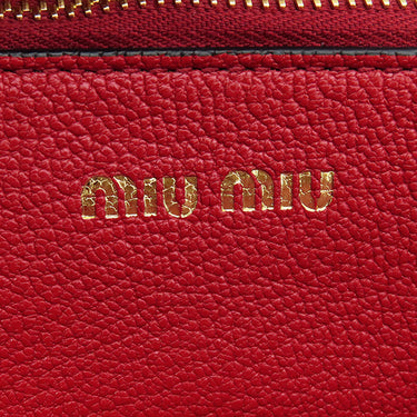 ミュウミュウ MIU MIU 2WAY トート 5BG156 レッド キャンバス レザー ジャガード 2WAYバッグ ゴールド金具 赤 黒 総柄