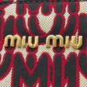 ミュウミュウ MIU MIU 2WAY トート 5BG156 レッド キャンバス レザー ジャガード 2WAYバッグ ゴールド金具 赤 黒 総柄