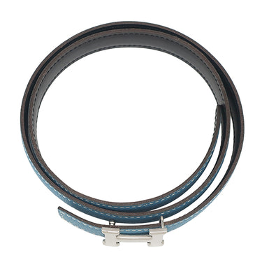 エルメス HERMES ミニ コンスタンスH ブルージーン×ブラック トゴ ボックスカーフ #70 ベルト Hバックル リバーシブル