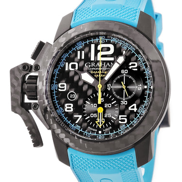 腕時計 グラハム GRAHAM クロノファイター スーパーライト カーボン ブルー 2CCBK.B30A 自動巻き メンズ 新品同様 クロノグラフ 青