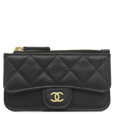 シャネル CHANEL マトラッセ クラシック ジップ キルティング AP2570 ブラック カーフ キャビアスキン コインケース ゴールド金具