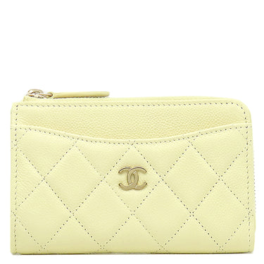 シャネル CHANEL クラシック ジップ AP3179 ライム レザー キャビアスキン コインケース ゴールド金具 カードケース フラグメントケース