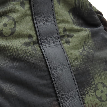 ルイヴィトン LOUIS VUITTON キーポル バンドリエール50 M41416 カーキ×ブラック ナイロン レザー モノグラムカモフラージ ボストンバッグ マットブラック金具 イニシャル刻印入り