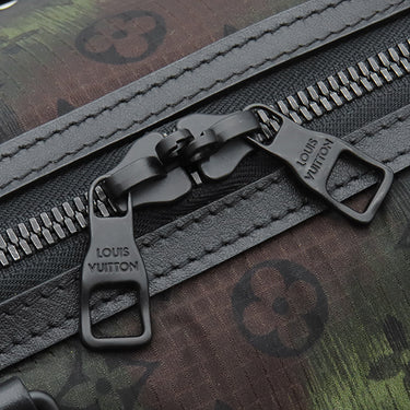 ルイヴィトン LOUIS VUITTON キーポル バンドリエール50 M41416 カーキ×ブラック ナイロン レザー モノグラムカモフラージ ボストンバッグ マットブラック金具 イニシャル刻印入り