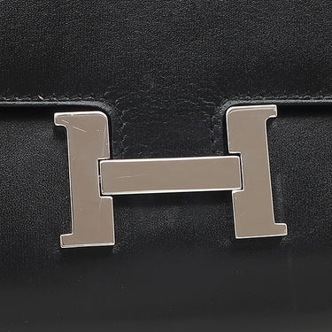 エルメス HERMES コンスタンス トゥーゴー ブラック ボックスカーフ 長財布 シルバー金具 黒 ショルダー