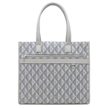 クリスチャン・ディオール Christian Dior CD ダイヤモンド サファリ トート 1ESSH224CDP グレー PVC レザー トートバッグ シルバー金具 幾何学柄 大容量