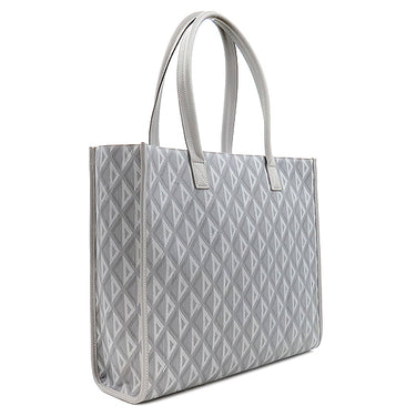 クリスチャン・ディオール Christian Dior CD ダイヤモンド サファリ トート 1ESSH224CDP グレー PVC レザー トートバッグ シルバー金具 幾何学柄 大容量