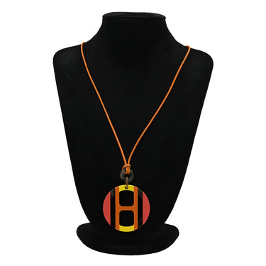 エルメス HERMES Hエキップ サンセット バッファローホーン レザー ラッカー ネックレス オレンジ イエロー ベージュ バッファローホーン