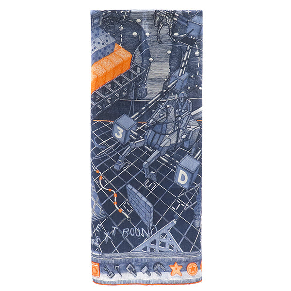 エルメス HERMES カレ100 CARRE ネイビー×マルチカラー カシミヤ