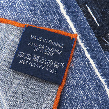 エルメス HERMES カレ100 CARRE ネイビー×マルチカラー カシミヤ シルク ストール 【THE GAME】