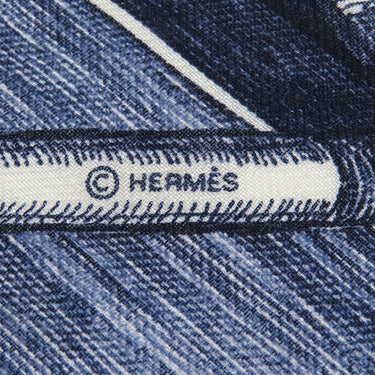 エルメス HERMES カレ100 CARRE ネイビー×マルチカラー カシミヤ シルク ストール 【THE GAME】
