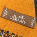 エルメス HERMES CASAQUE OPTIQUE ネイビー×オレンジ カシミヤ マフラー 紺 バイカラー カザック オプティック