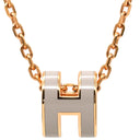 エルメス HERMES ポップアッシュ ミニ ペンダント マロングラッセ×ローズゴールド GP ラッカー ネックレス ピンクゴールド金具 新品 未使用 PG RG