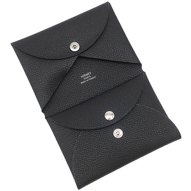 エルメス HERMES カルヴィ デュオ ブラック ヴォーエプソン カードケース シルバー金具 新品 未使用 黒 フラグメントケース 2025年製