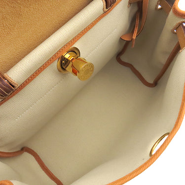 エルメス HERMES エールバッグジップ 31 ベージュ×ゴールド キャンバス レザー トワルミリタリー ヴァッシュハンター ショルダーバッグ ゴールド金具 茶