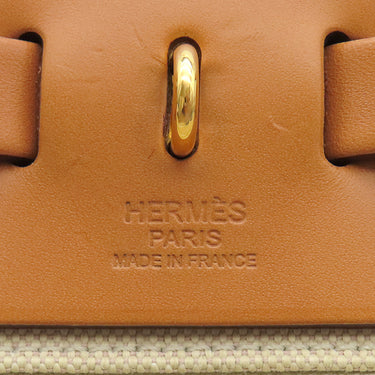 エルメス HERMES エールバッグジップ 31 ベージュ×ゴールド キャンバス レザー トワルミリタリー ヴァッシュハンター ショルダーバッグ ゴールド金具 茶