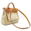 エルメス HERMES エールバッグジップ 31 ベージュ×ゴールド キャンバス レザー トワルミリタリー ヴァッシュハンター ショルダーバッグ ゴールド金具 茶