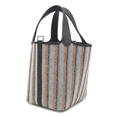 エルメス HERMES ピコタンロックPM クーベルチュール ブラック×エクリュ×フォーブ×ブルーザンジバール トワルアッシュ スイフト ハンドバッグ シルバー金具 新品 未使用 2025年製