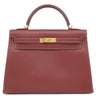 エルメス HERMES ケリー32 外縫い ルージュアッシュ ヴォーシャモニー 2WAYバッグ ゴールド金具 赤茶