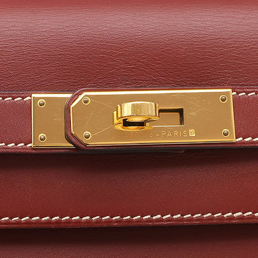 エルメス HERMES ケリー32 外縫い ルージュアッシュ ヴォーシャモニー 2WAYバッグ ゴールド金具 赤茶