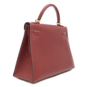 エルメス HERMES ケリー32 外縫い ルージュアッシュ ヴォーシャモニー 2WAYバッグ ゴールド金具 赤茶