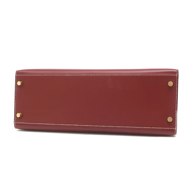 エルメス HERMES ケリー32 外縫い ルージュアッシュ ヴォーシャモニー 2WAYバッグ ゴールド金具 赤茶
