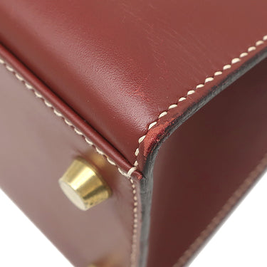 エルメス HERMES ケリー32 外縫い ルージュアッシュ ヴォーシャモニー 2WAYバッグ ゴールド金具 赤茶