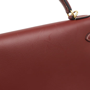 エルメス HERMES ケリー32 外縫い ルージュアッシュ ヴォーシャモニー 2WAYバッグ ゴールド金具 赤茶