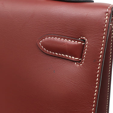 エルメス HERMES ケリー32 外縫い ルージュアッシュ ヴォーシャモニー 2WAYバッグ ゴールド金具 赤茶