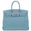 エルメス HERMES バーキン35 ブルージーン トゴ ハンドバッグ シルバー金具 青