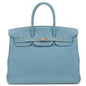 エルメス HERMES バーキン35 ブルージーン トゴ ハンドバッグ シルバー金具 青
