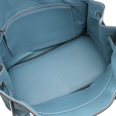 エルメス HERMES バーキン35 ブルージーン トゴ ハンドバッグ シルバー金具 青
