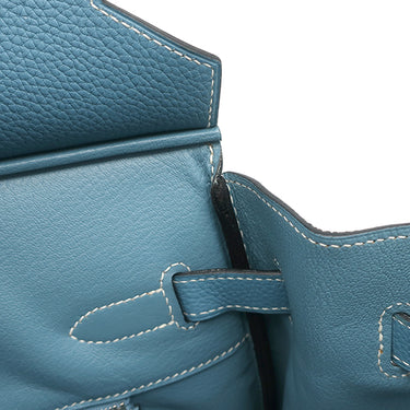 エルメス HERMES バーキン35 ブルージーン トゴ ハンドバッグ シルバー金具 青