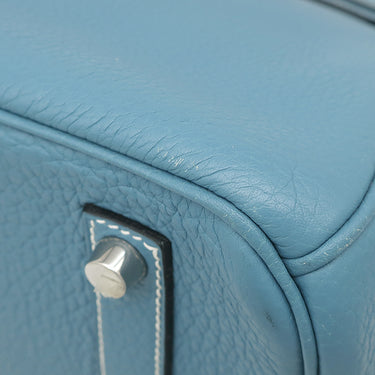 エルメス HERMES バーキン35 ブルージーン トゴ ハンドバッグ シルバー金具 青