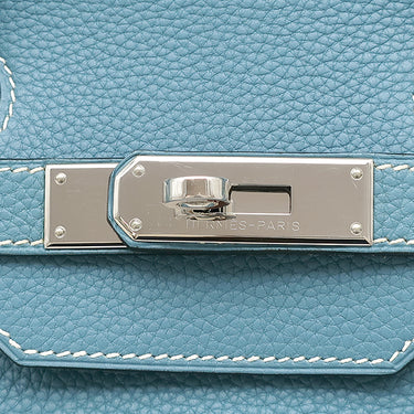 エルメス HERMES バーキン35 ブルージーン トゴ ハンドバッグ シルバー金具 青