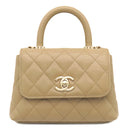 シャネル CHANEL ココハンドル ミニミニ AP4244 ベージュ レザー キャビアスキン ショルダーバッグ ゴールド金具 トップハンドル