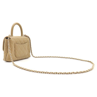 シャネル CHANEL ココハンドル ミニミニ AP4244 ベージュ レザー キャビアスキン ショルダーバッグ ゴールド金具 トップハンドル