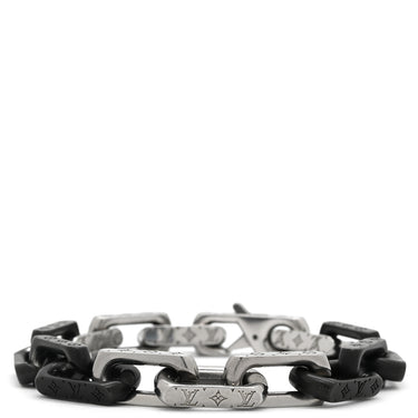 ルイヴィトン LOUIS VUITTON モノグラム チェーン M00687 シルバー×ブラック ステンレススチール L ブレスレット 黒 シルバー ツートン