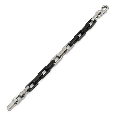 ルイヴィトン LOUIS VUITTON モノグラム チェーン M00687 シルバー×ブラック ステンレススチール L ブレスレット 黒 シルバー ツートン