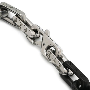 ルイヴィトン LOUIS VUITTON モノグラム チェーン M00687 シルバー×ブラック ステンレススチール L ブレスレット 黒 シルバー ツートン