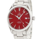 腕時計 オメガ OMEGA シーマスター アクアテラ 丸井限定モデル 2503.60.00 自動巻き メンズ レッド 赤 デイト シースルーバック